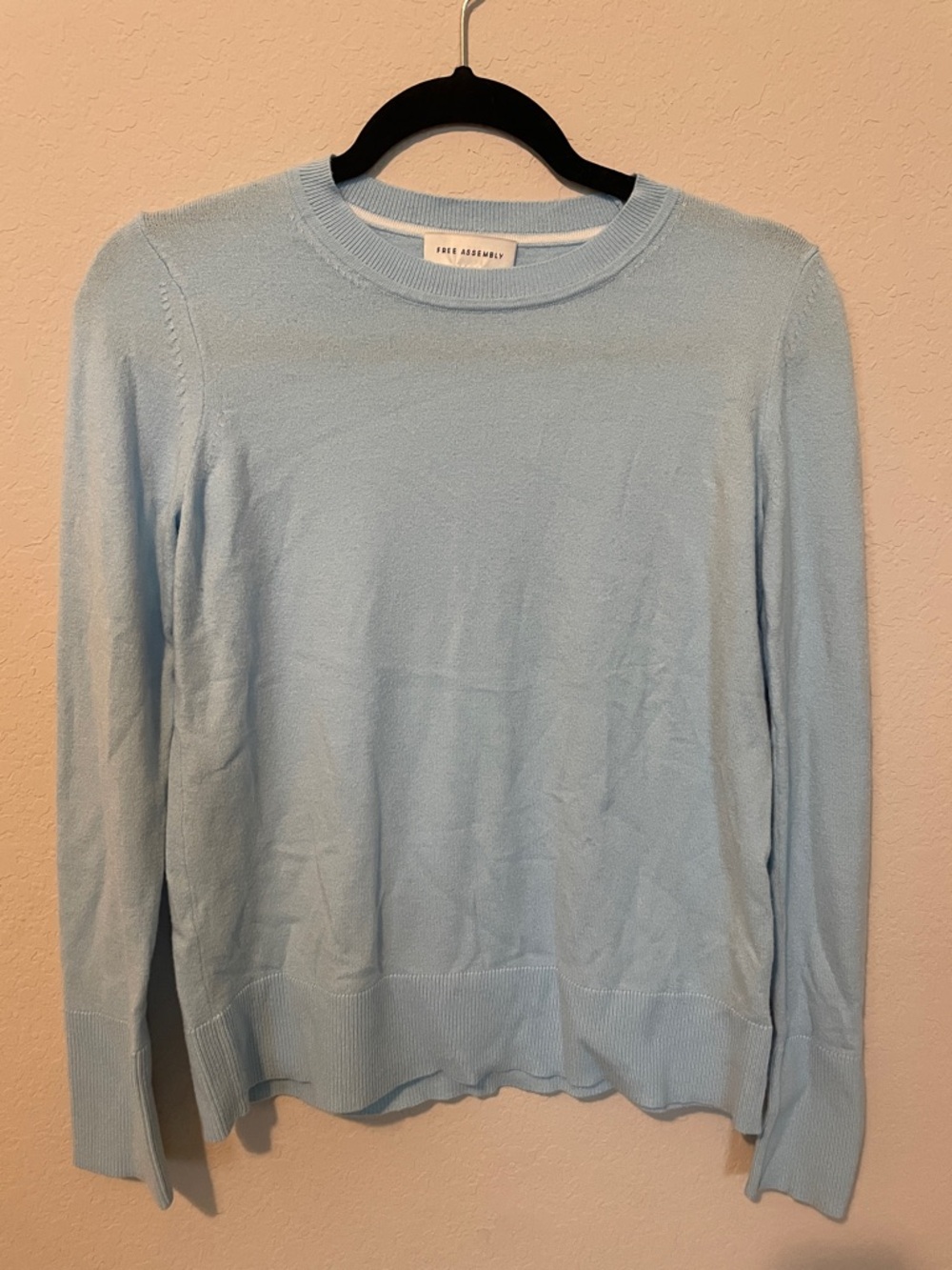 Light Blue Crewneck Sweater - Women's Classic Pullover - Picture 6 of 9
